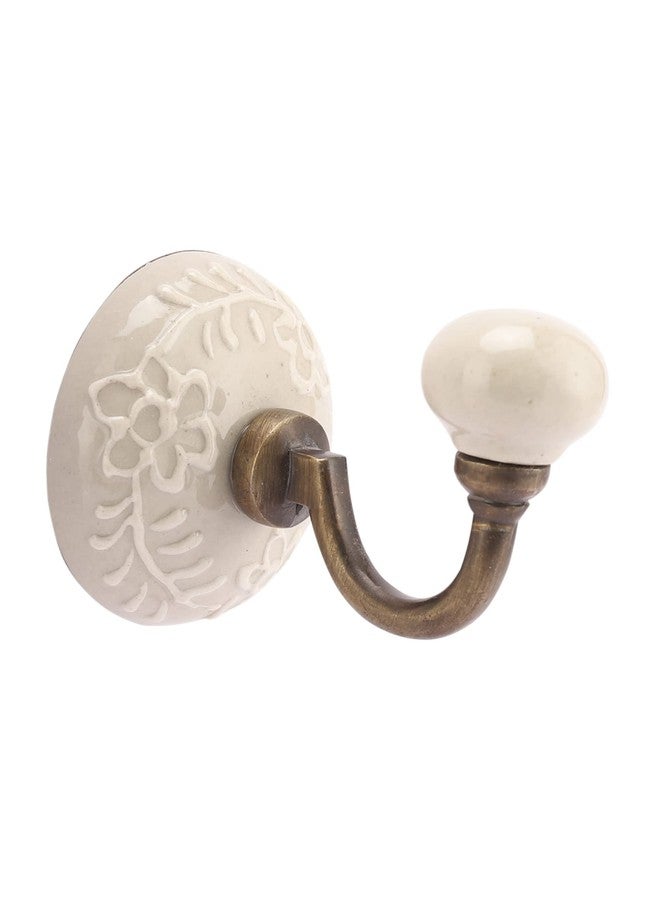 miah decor خطافات حائط عملية مصنوعة يدويًا من السيراميك المنقوش من ميا ديكور، لون أبيض - Image 3